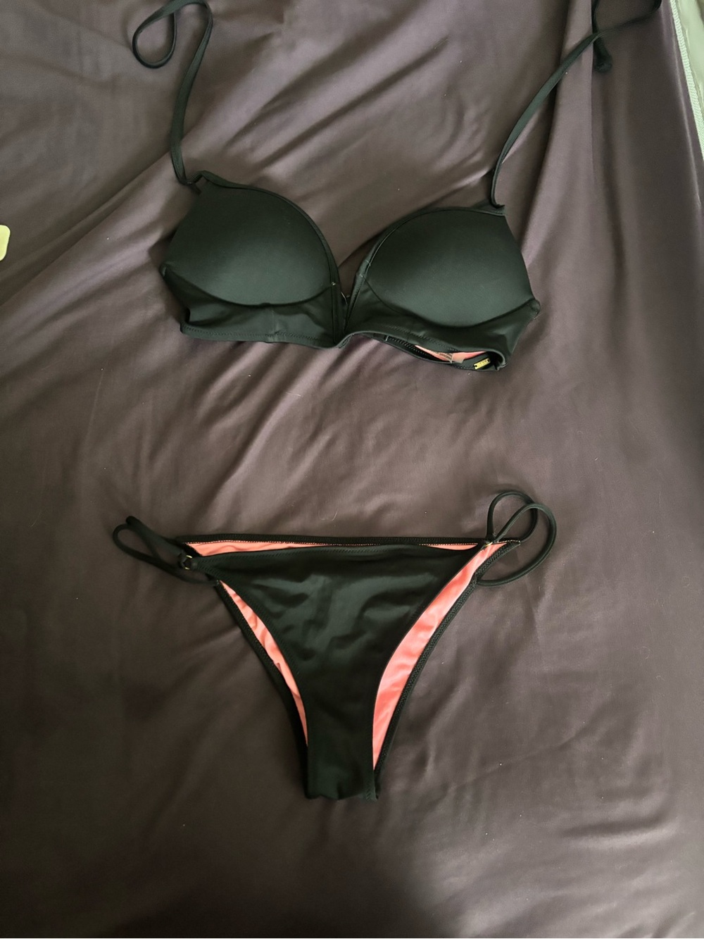 PINK Victoria's Secret Black Bikini with Pink Lining